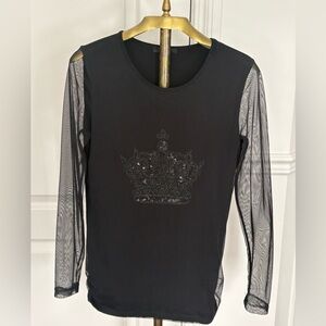 BNWOT Black Sheer Sleeve Top